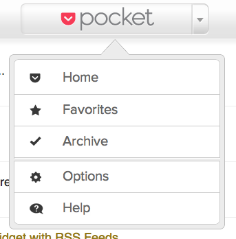 Hauptmenü bei Klick auf’s Pocket-Logo